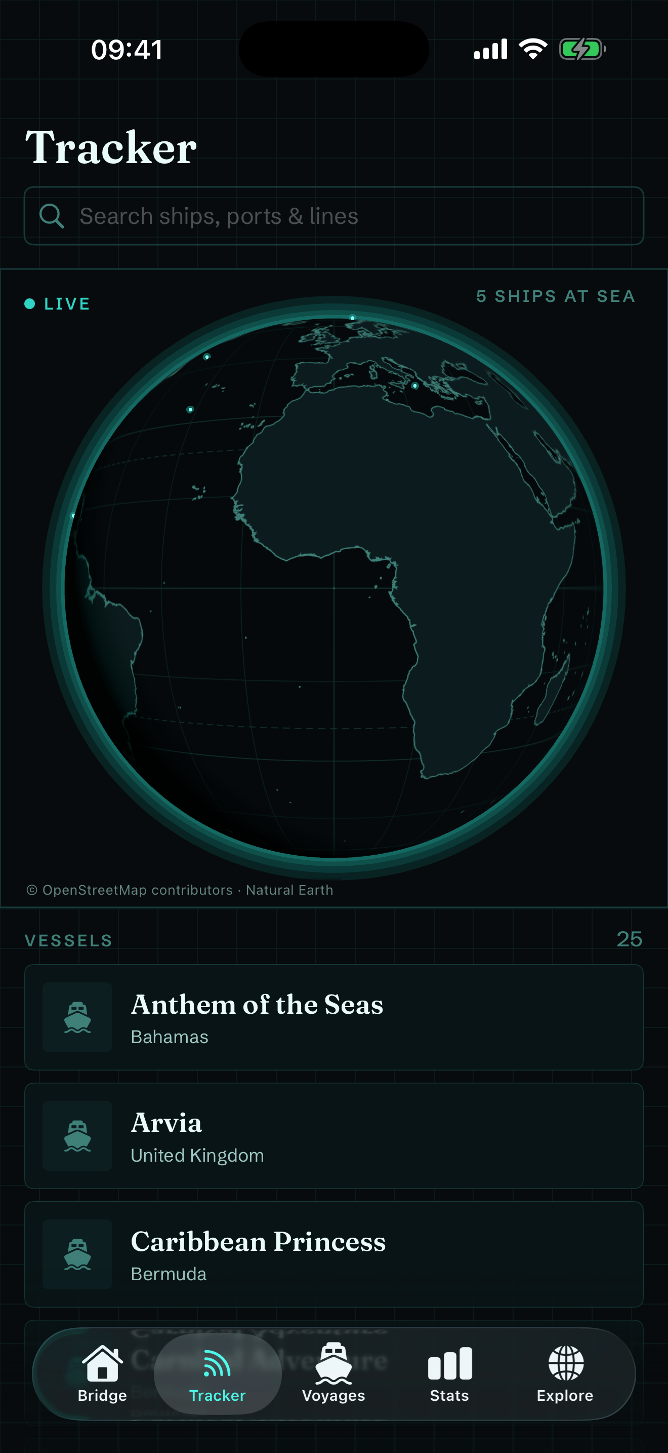 Helm live tracker — every ship on Earth