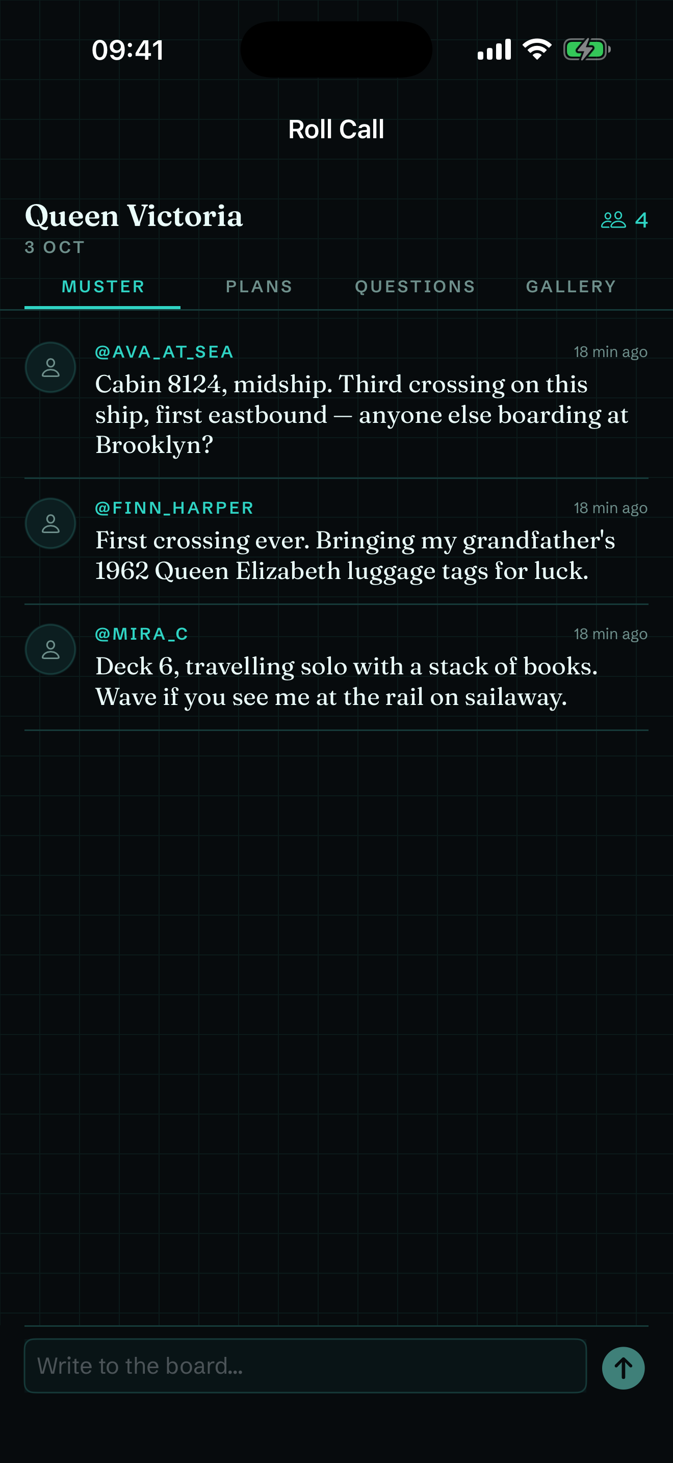Helm Roll Call — the sailing's muster board